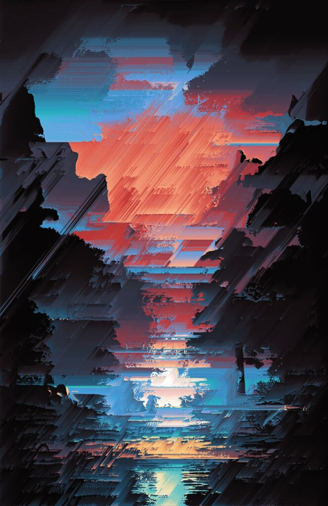 Vibrant Abstract Glitch Wallpaper - Dynamic 1920x2964 Background