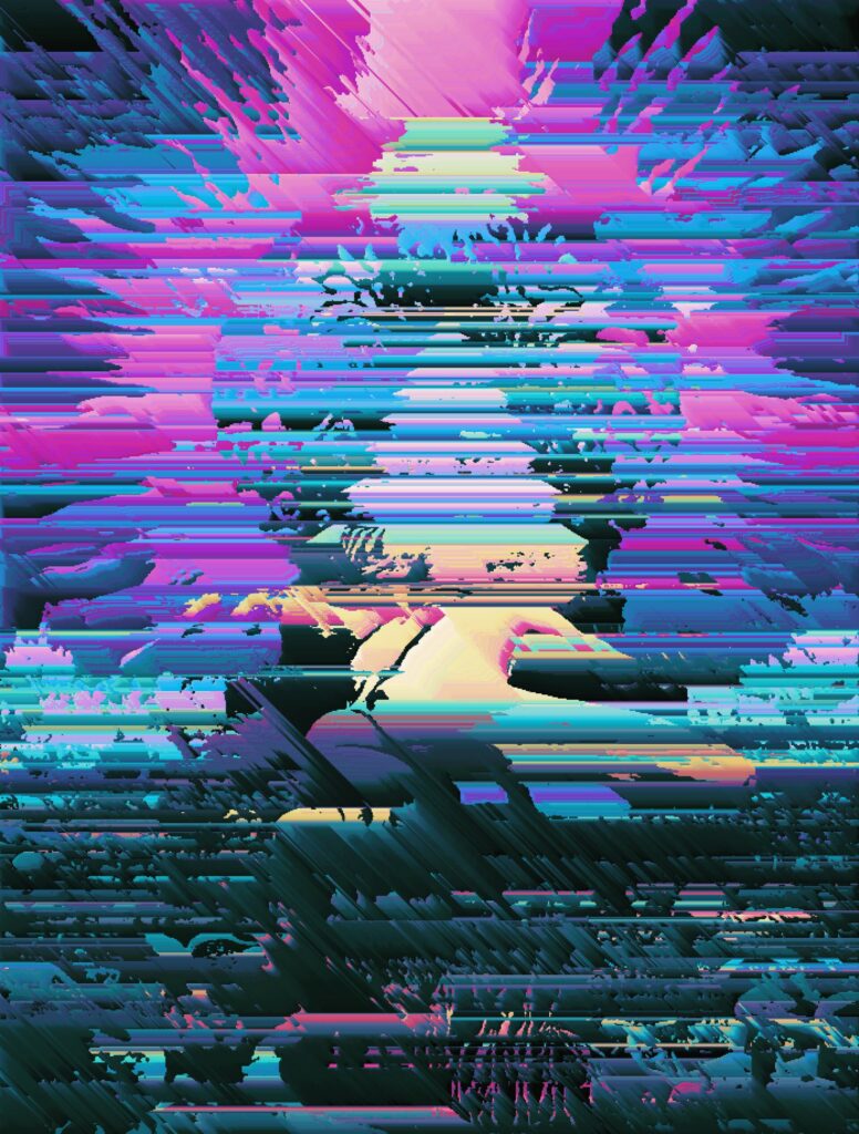 Vibrant Abstract Glitch Wallpaper: Colorful Stripes & Dynamic Design