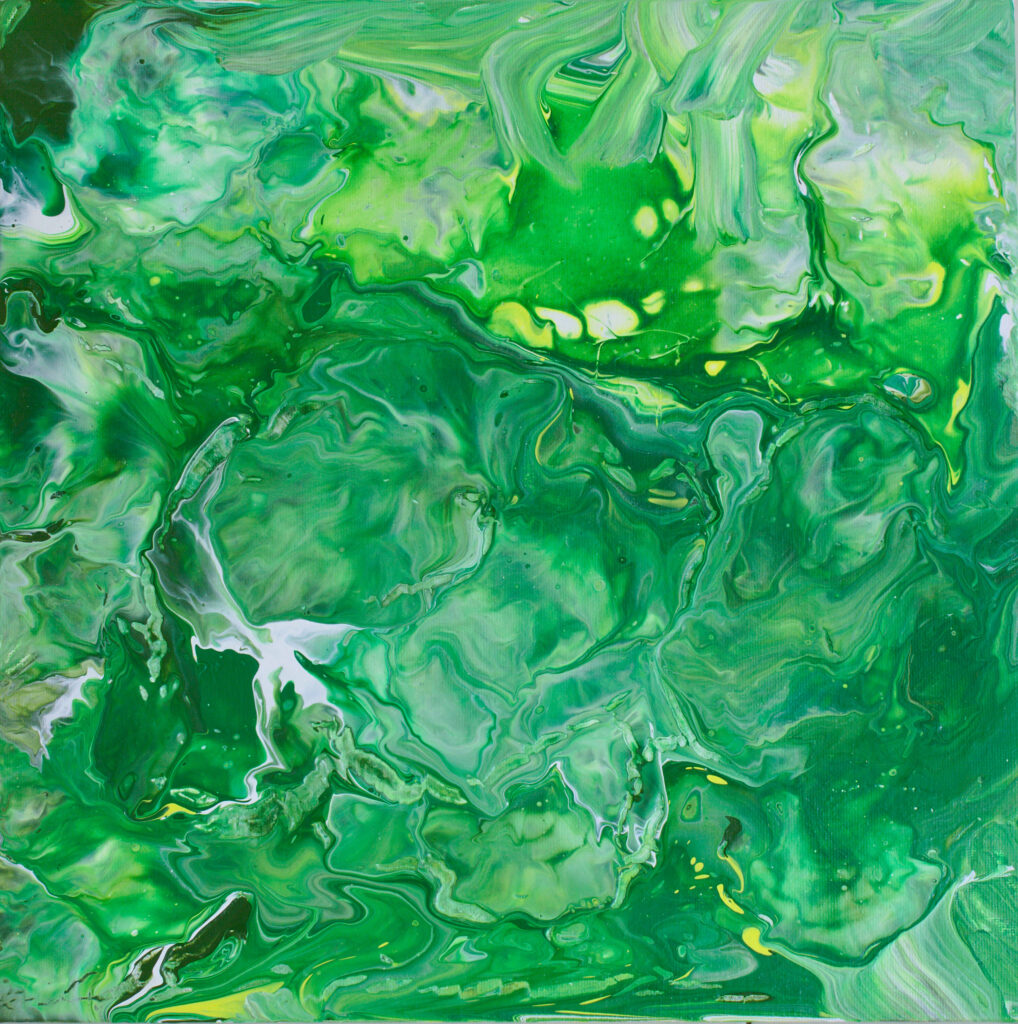 Captivating Green Abstract Wallpaper – Fluid Paint Stain Design