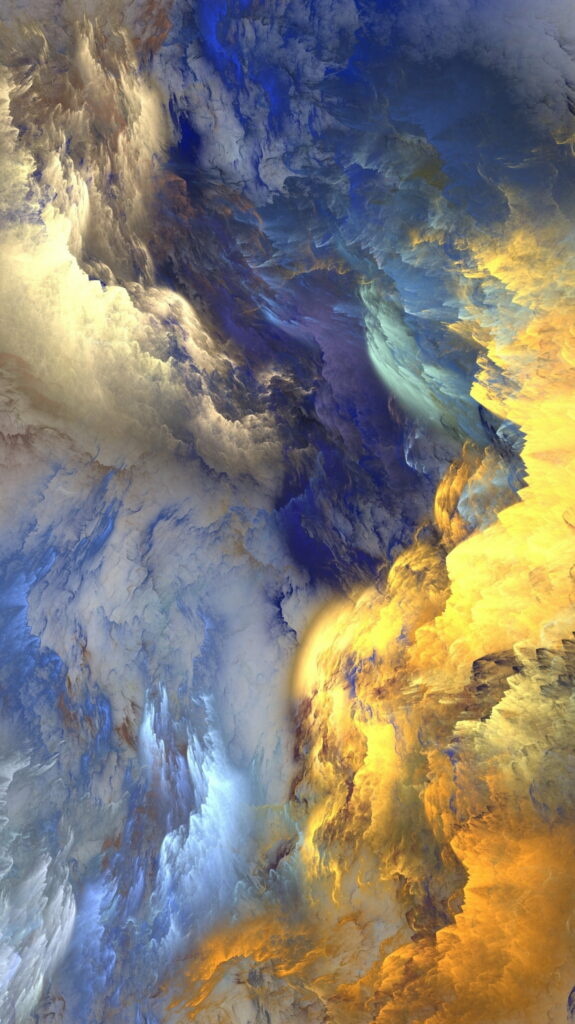 Vibrant HD Abstract Cloud Wallpaper: Blue, Gold & Cream Swirl
