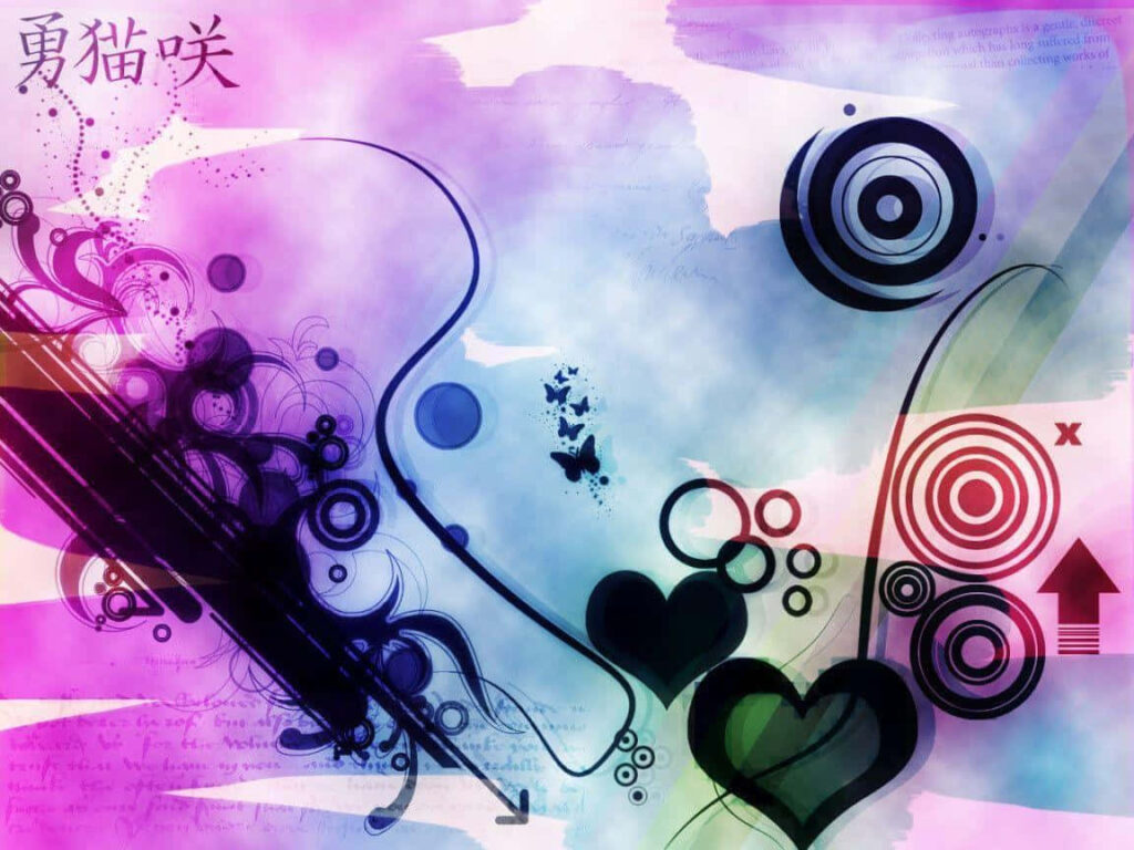 Colorful Abstract Heart Motifs Wallpaper Background - Modern Art