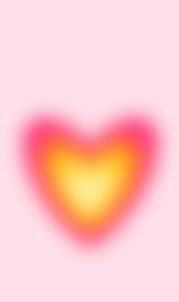Vibrant Abstract Heart Wallpaper: Pink, Yellow & Orange Pastel Design