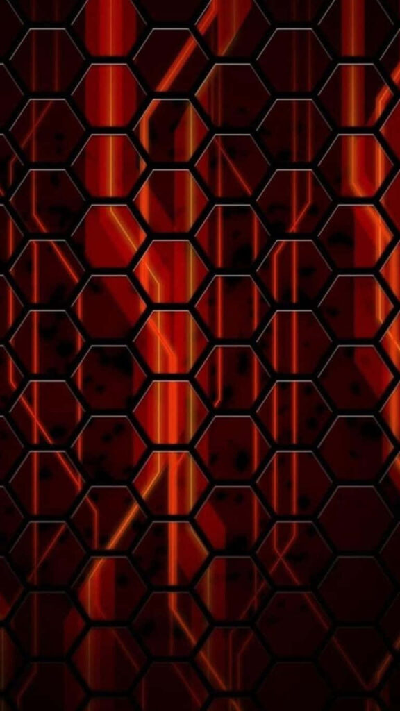 Vibrant Hexagonal Grid Wallpaper: Abstract Red & Orange Design