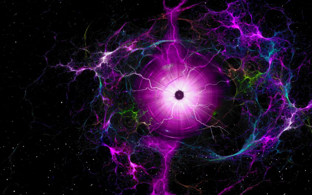 Vibrant Abstract Energy Wallpaper - 6400x4000 with Starry Background