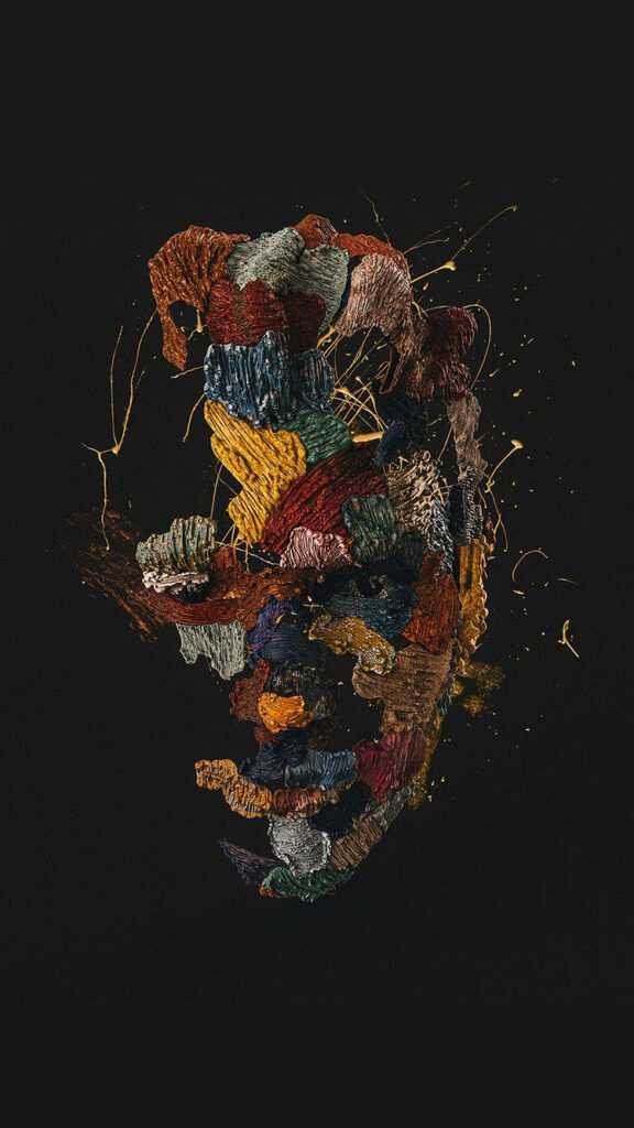 Vibrant Abstract Human Head Wallpaper on Dark Background