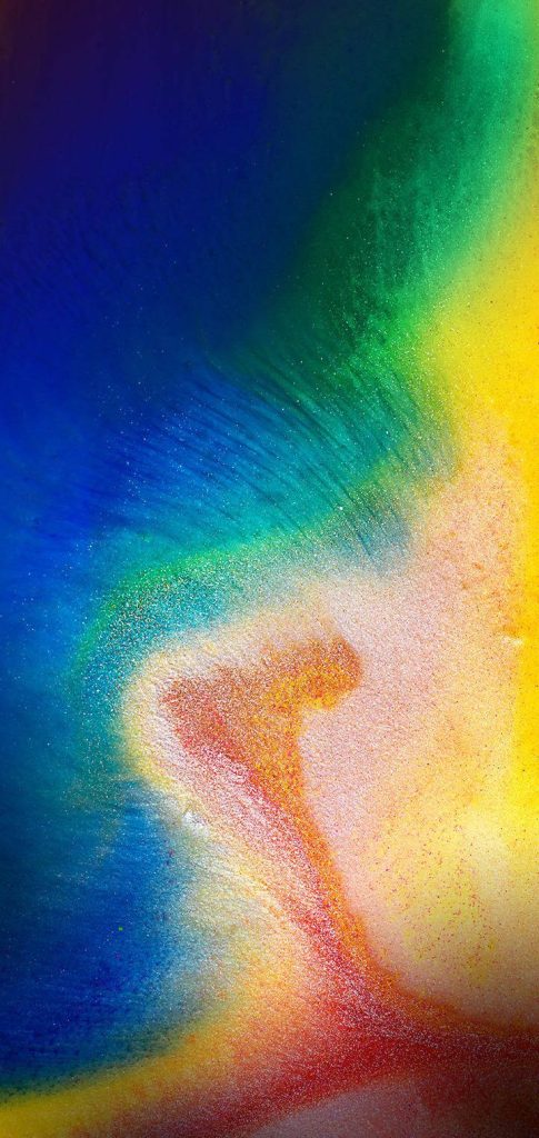 Abstract colorful sand art with holographic blue yellow and orange gradients for mobile wallpaper