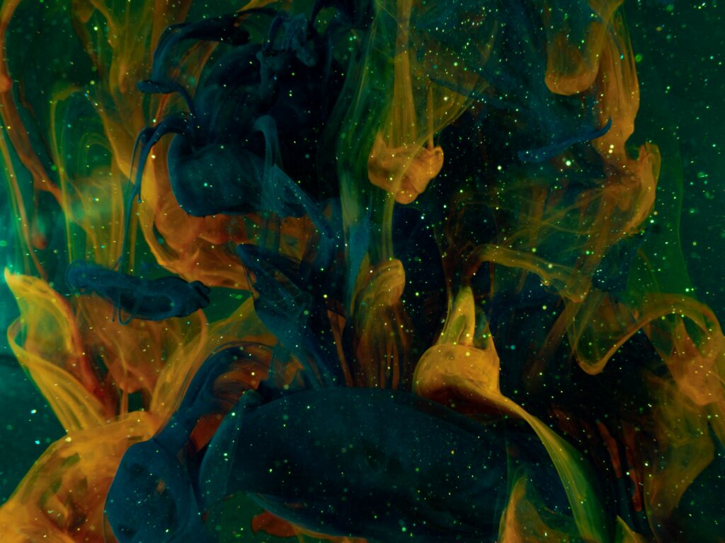 Vibrant Abstract Ink Wallpaper: Cosmic Swirls & Colorful Textures
