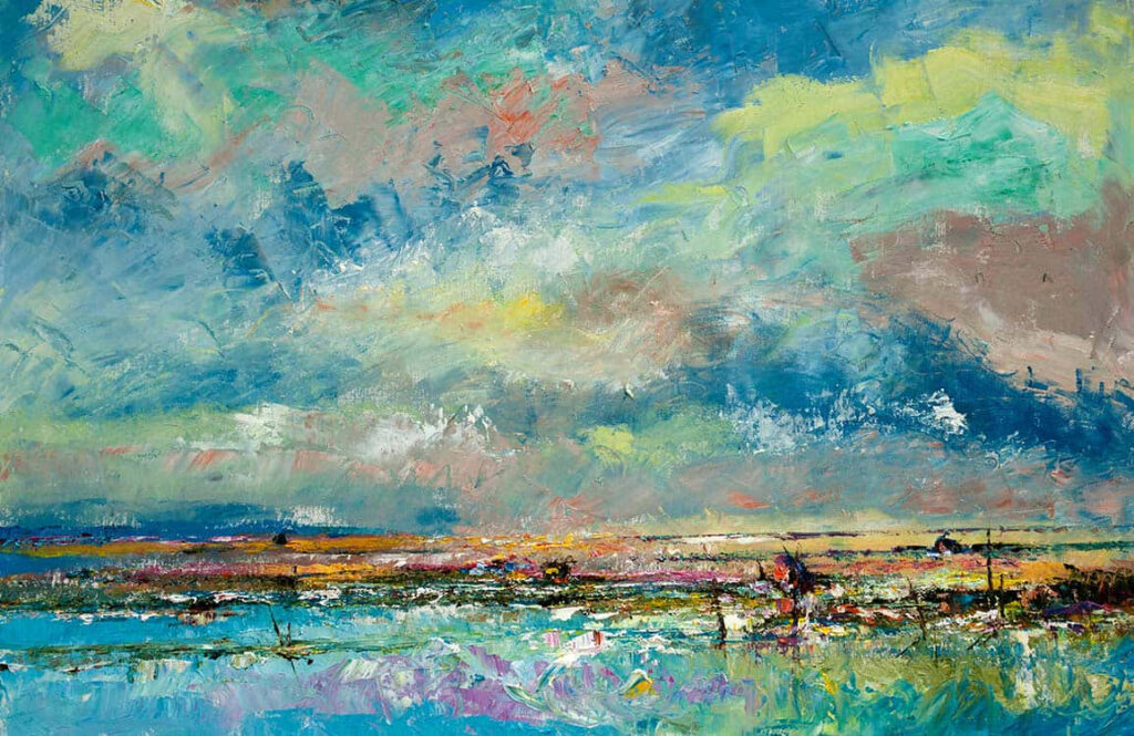Vibrant Abstract Art Wallpaper: Serene Landscape Background
