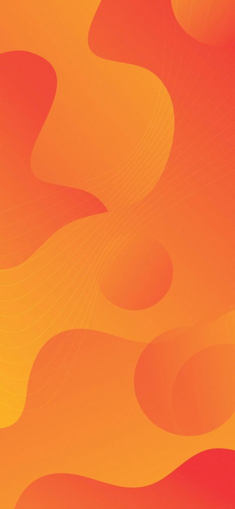 Vibrant abstract wallpaper with warm yellow orange red fluid shapes and delicate line art background