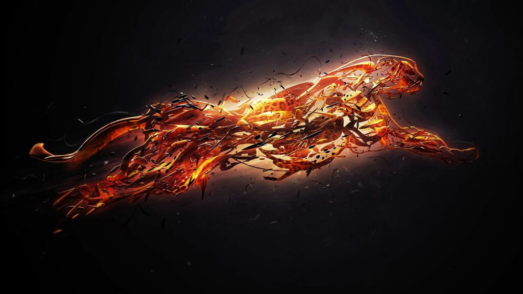 Vibrant Leopard Wallpaper: Abstract Art in Fiery Tones 1920x1080