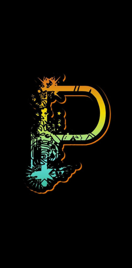 Vibrant Abstract Letter P Wallpaper on Black Background