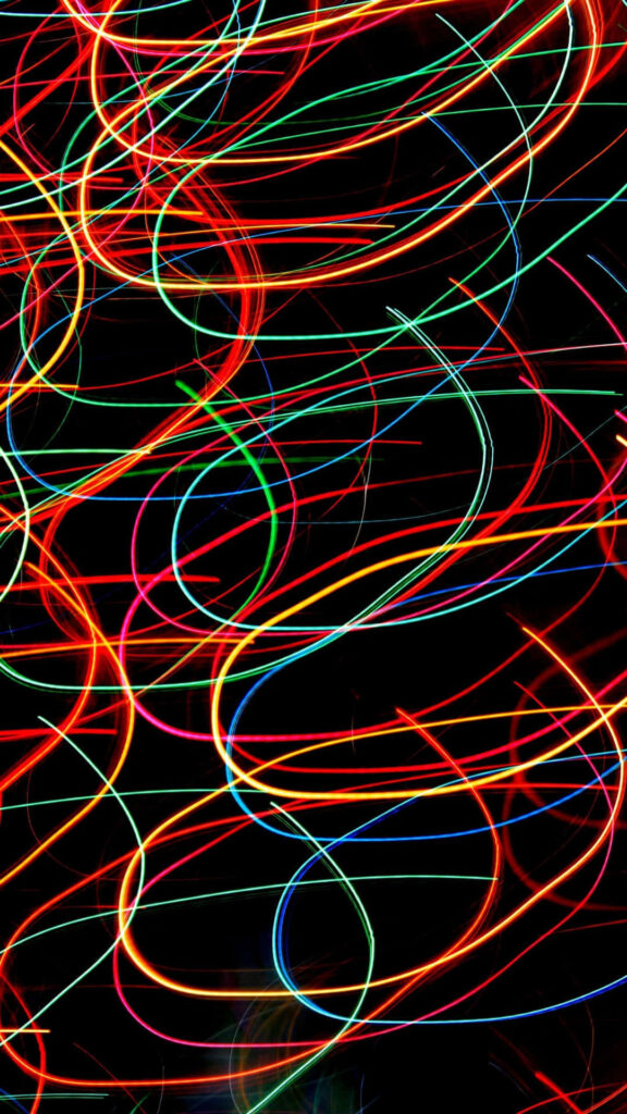 Vibrant Abstract Light Trails Wallpaper Background on Black