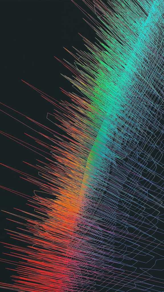 Vibrant Abstract Lines Art Wallpaper - Multicolored Design on Dark Background