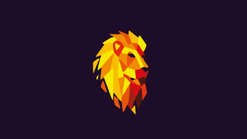 Vibrant Abstract Crystal Lion Head Wallpaper | Bold Blue Background