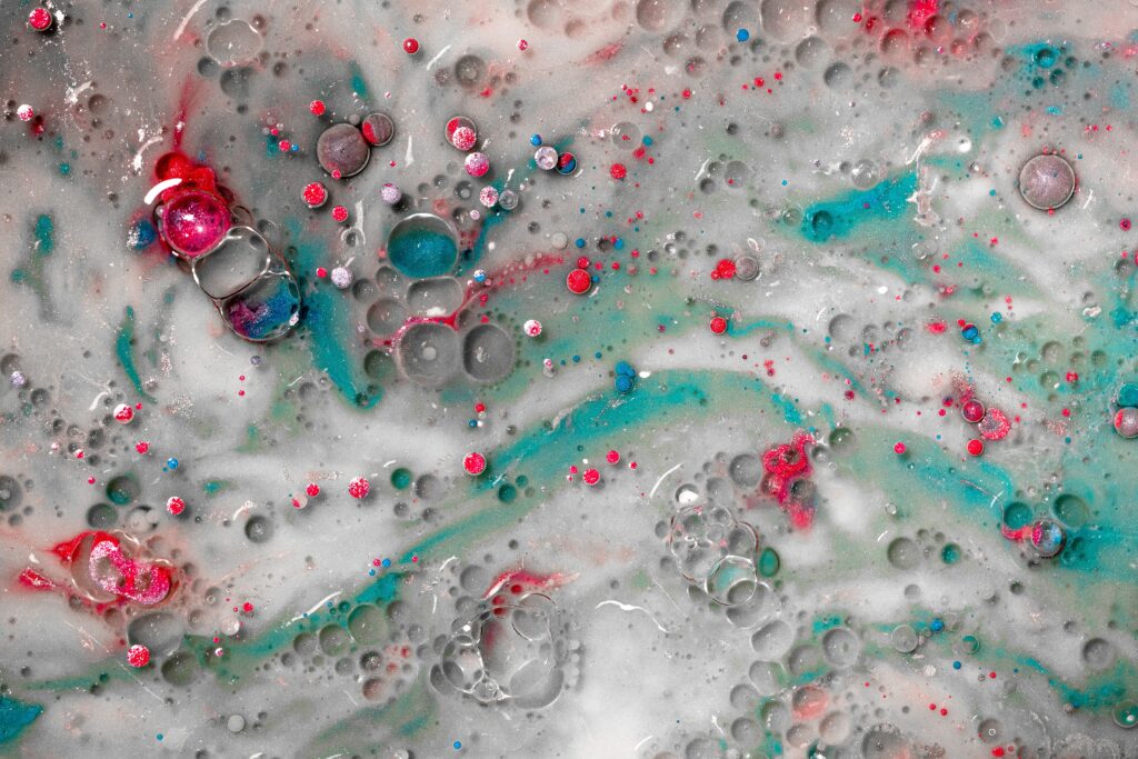Vibrant Abstract Liquid Paint Wallpaper | Swirling Colors & Bubbles