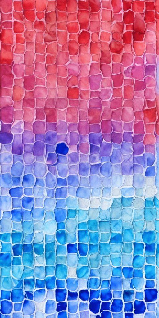 Vibrant Abstract Mosaic Wallpaper: Warm Red to Cool Blue Gradient