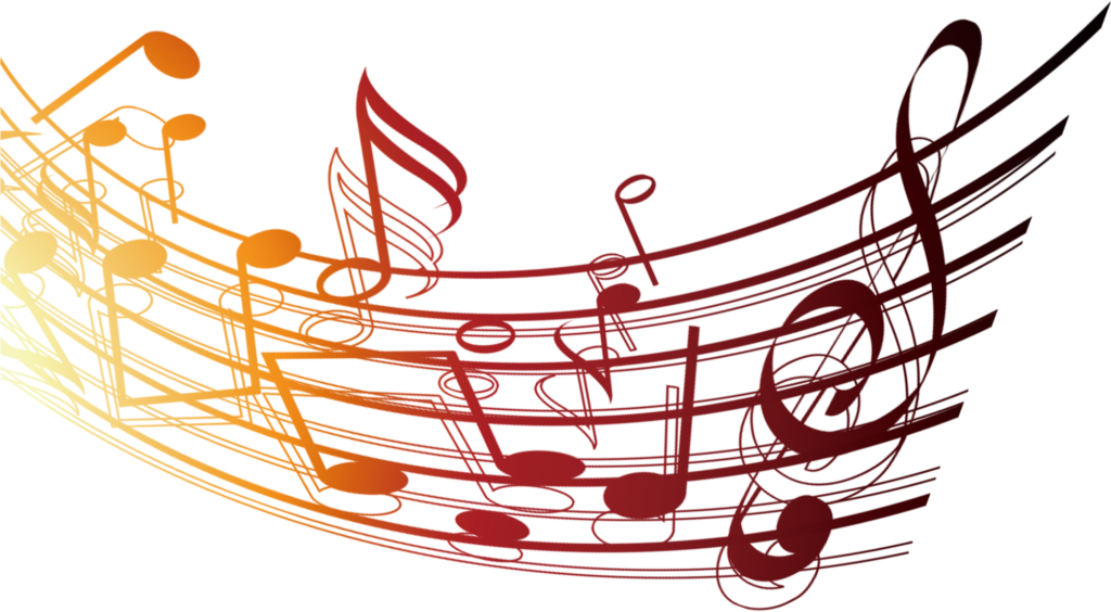 Vibrant Abstract Musical Wallpaper: Gradient Notes & Staves Design