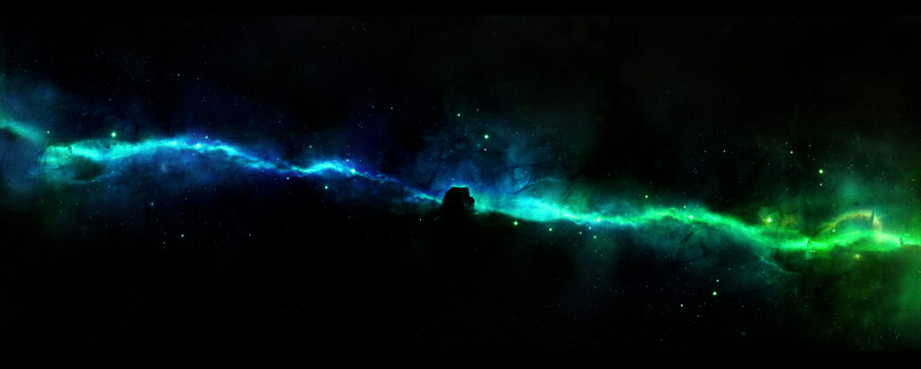 Vibrant Blue and Green Abstract Nebula Wallpaper - Cosmic Background