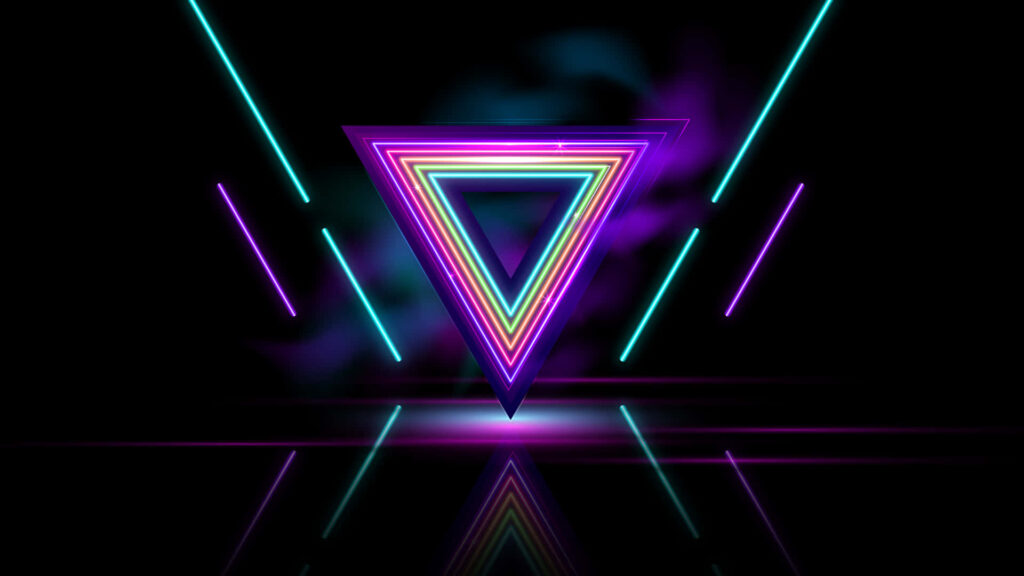 Vibrant Abstract Wallpaper: Neon Triangle & Dynamic Lights Design