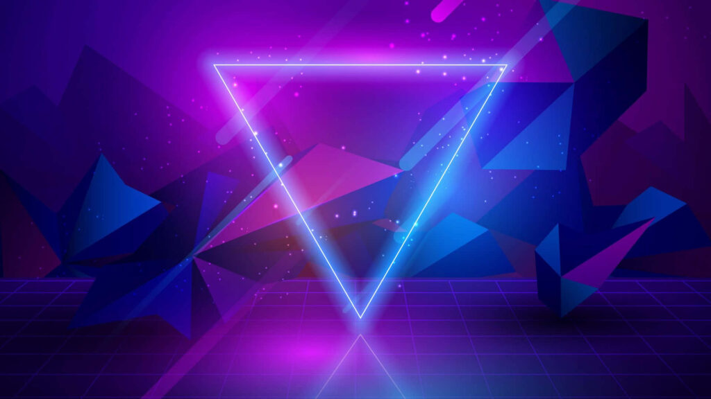 Vibrant Abstract Neon Wallpaper with Glowing Triangular Design