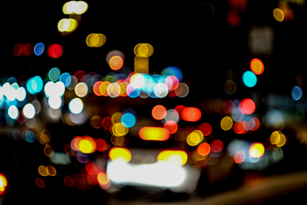 Vibrant Abstract Night Wallpaper with Multicolored Bokeh Lights