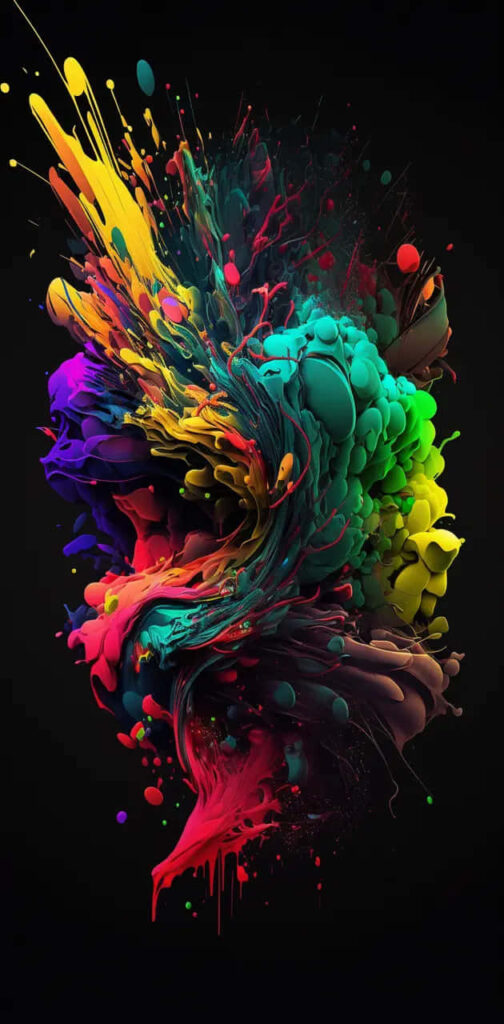 Vibrant Paint Splashes Wallpaper - Abstract Black Background Art