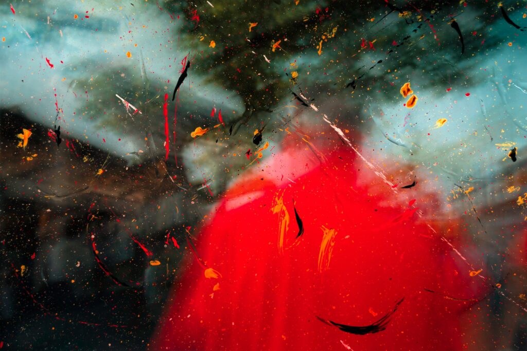 Vibrant Abstract Wallpaper: Paint Splatters on Glass Background 4000x2666
