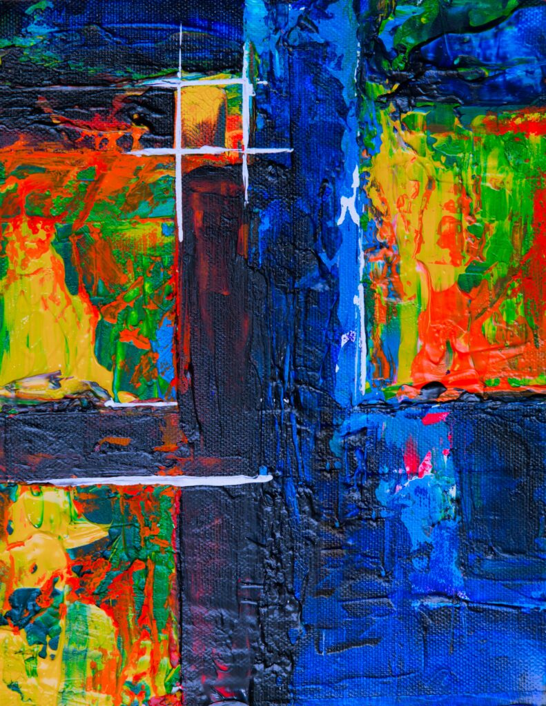 Vibrant Abstract Painting with Bold Colors & Dynamic Textures Wallpaper