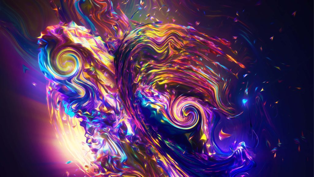 Quick abstract rainbow swirls wallpaper with glossy iridescent liquid textures and vibrant colors