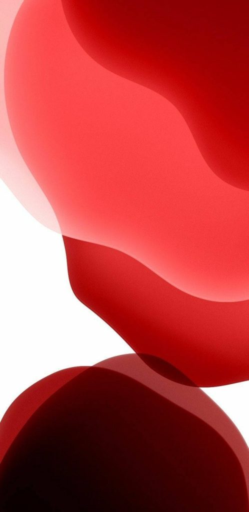 Abstract iPhone wallpaper with fluid red shapes and smooth gradients on a white background