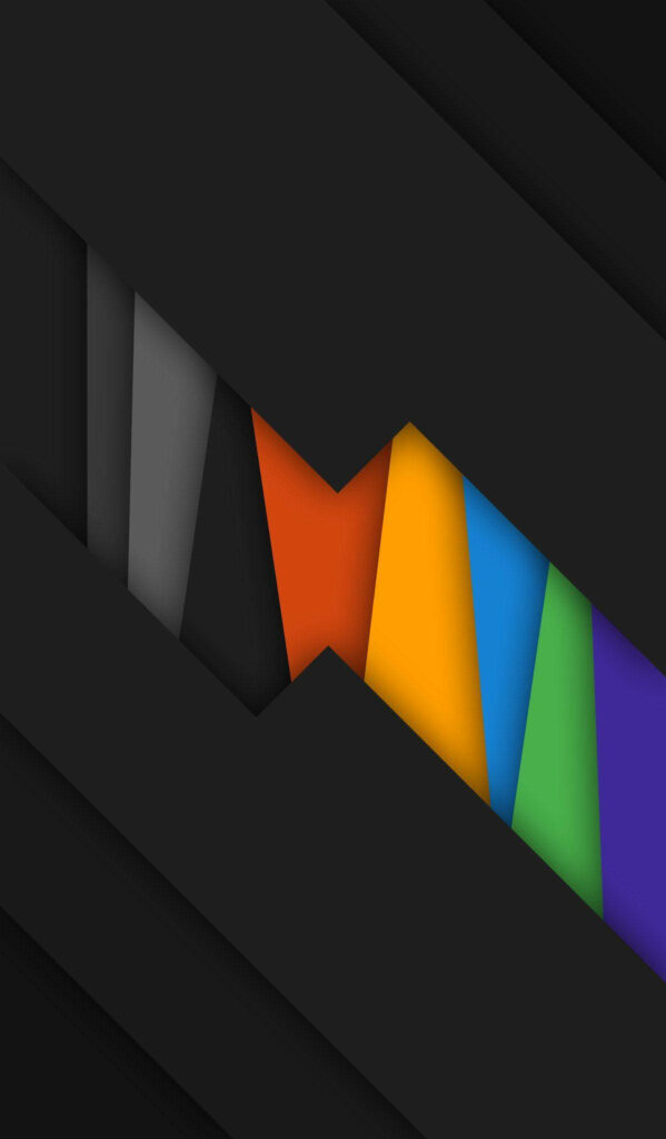 Colorful Abstract Shapes on Black: Dynamic Wallpaper Design