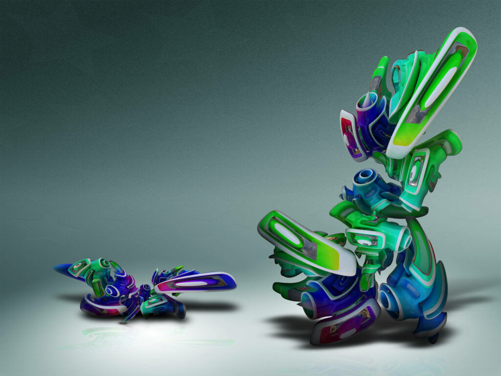 Vibrant Abstract Shapes Wallpaper in 4K - Green & Blue Gradient