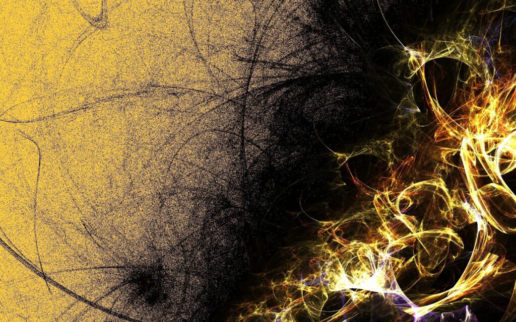 Vibrant Abstract Smoke Wallpaper - Yellow & Orange on Dark Background