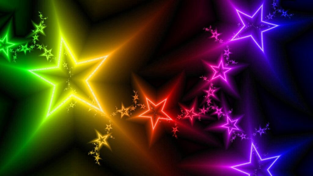 Vibrant Abstract Star Wallpaper - Colorful Design on Dark Background