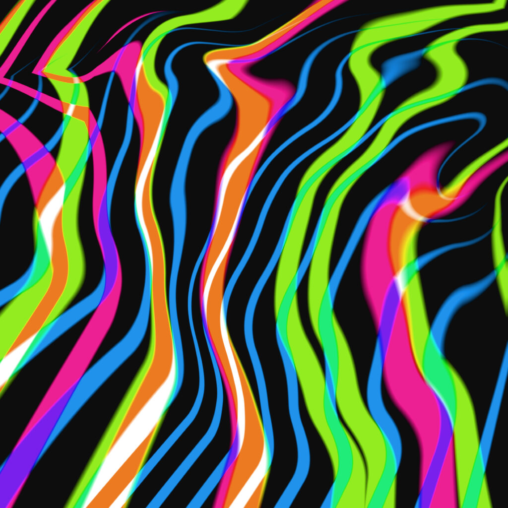 Vibrant Abstract Stripes Wallpaper: Colorful Energy on Black Background