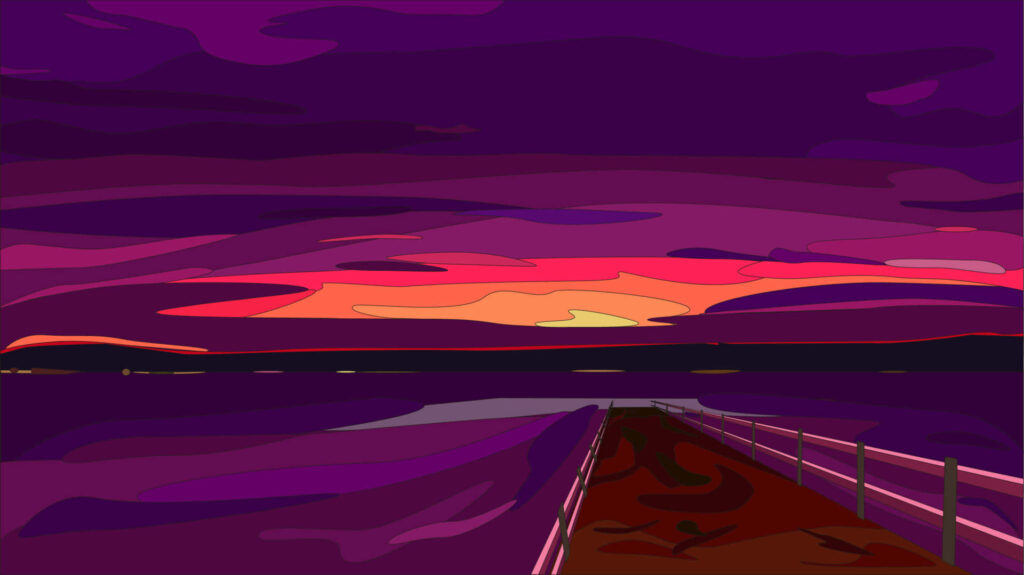 Vibrant Sunset Abstract Wallpaper: Purple, Pink & Orange Landscape