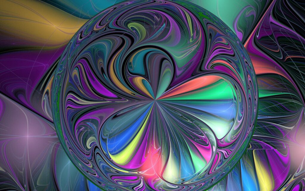 Vibrant Abstract Wallpaper: Colorful Swirling Pattern & Focal Sphere