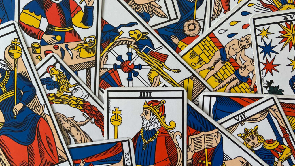 Vibrant Abstract Tarot Cards Wallpaper - Mystical HD Background