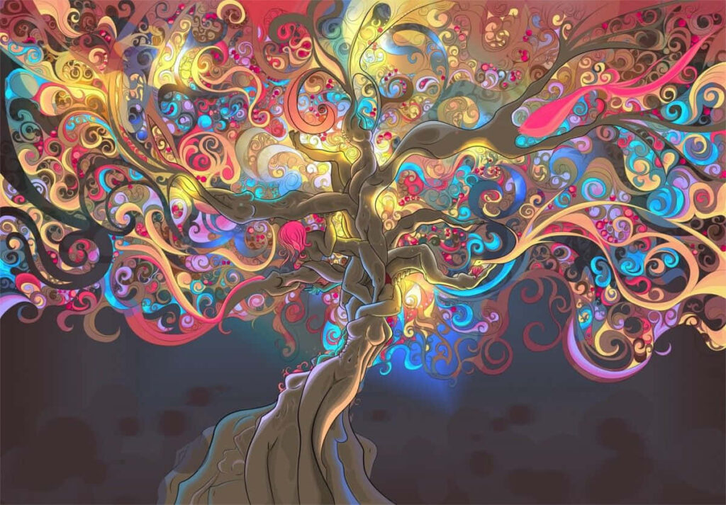 Vibrant Abstract Tree Wallpaper for Boho Style Lock Screens
