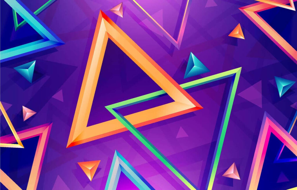 Vibrant Abstract Triangle Wallpaper on Deep Purple Background