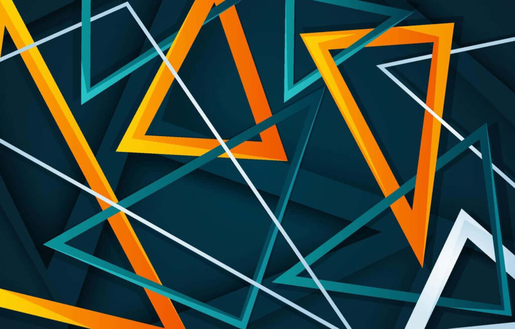 Vibrant Triangular Abstract Wallpaper in Dark Blue Background