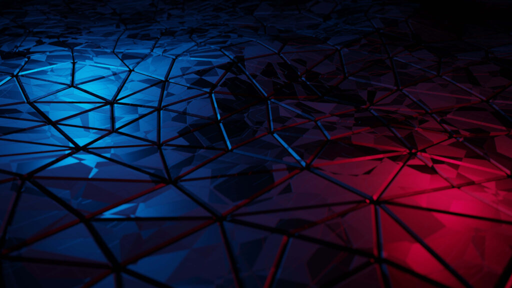 Vibrant Abstract Wallpaper: Geometric Blue & Red Triangle Design