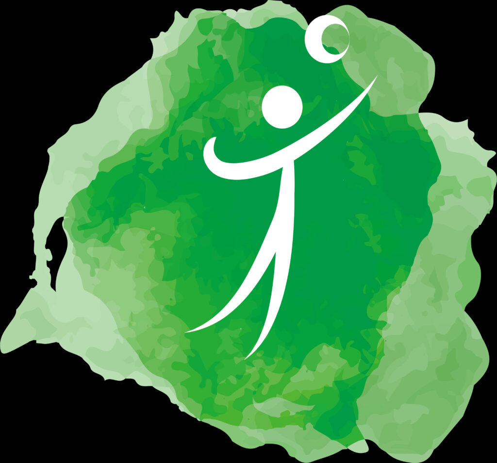 Vibrant Volleyball Silhouette Wallpaper: Green Watercolor Art