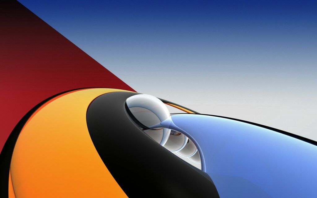 Futuristic Abstract Wallpaper: Vibrant Curves in Yellow, Red & Blue