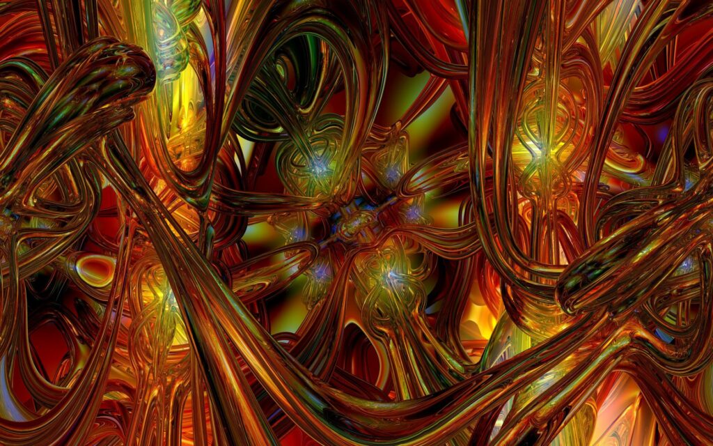 Vibrant Abstract Wallpaper: Fiery Red & Gold Swirling Patterns