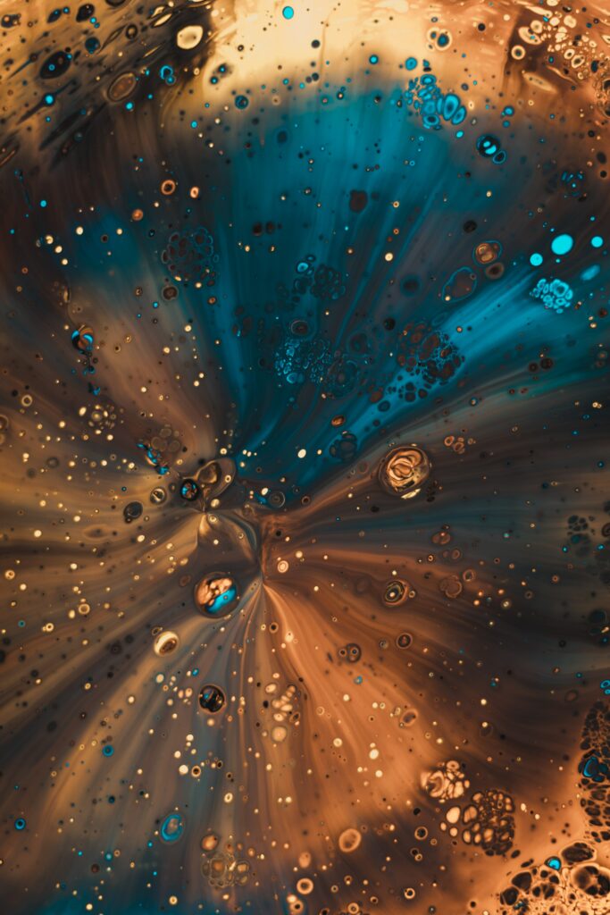 Vibrant Abstract Wallpaper: Blue & Earthy Brown Fluid Pattern Background