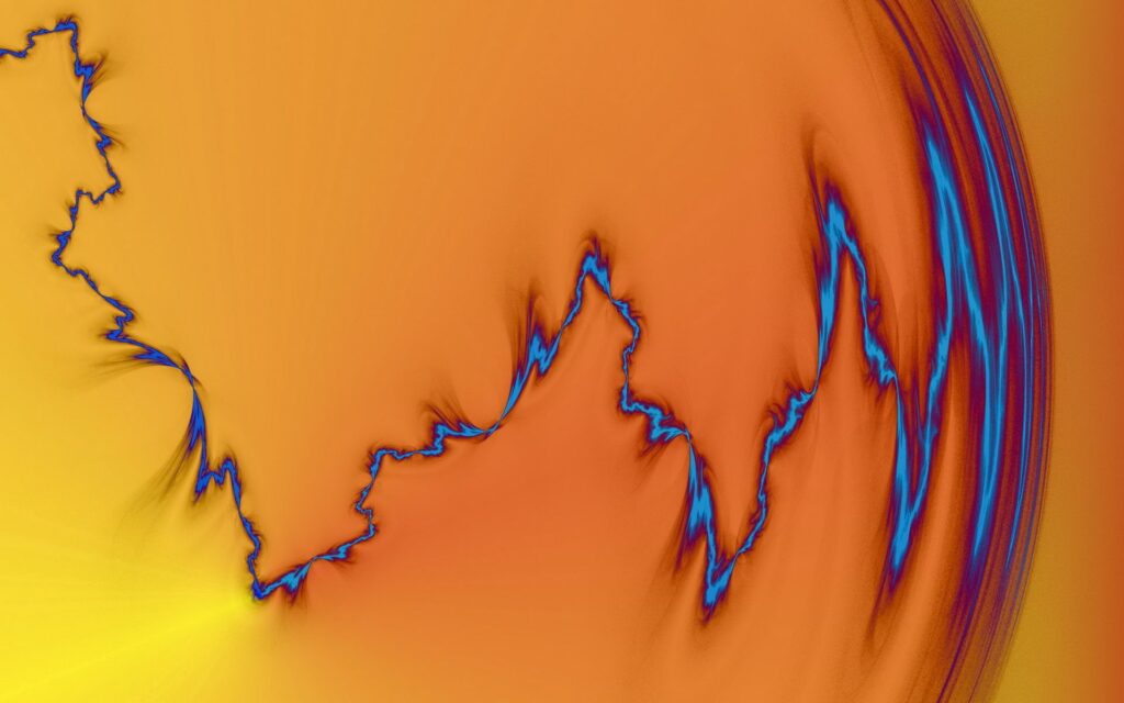 Vibrant Abstract Wallpaper: Jagged Blue Lines on Warm Gradient