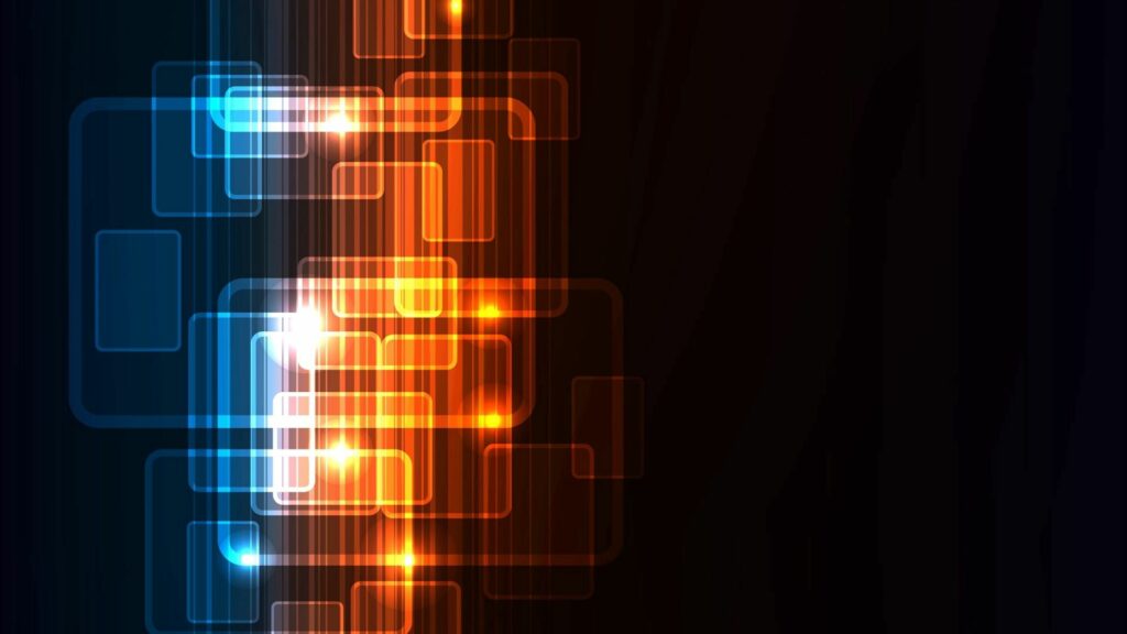 Vibrant Blue & Orange Abstract Wallpaper - Modern Tech-Inspired Background