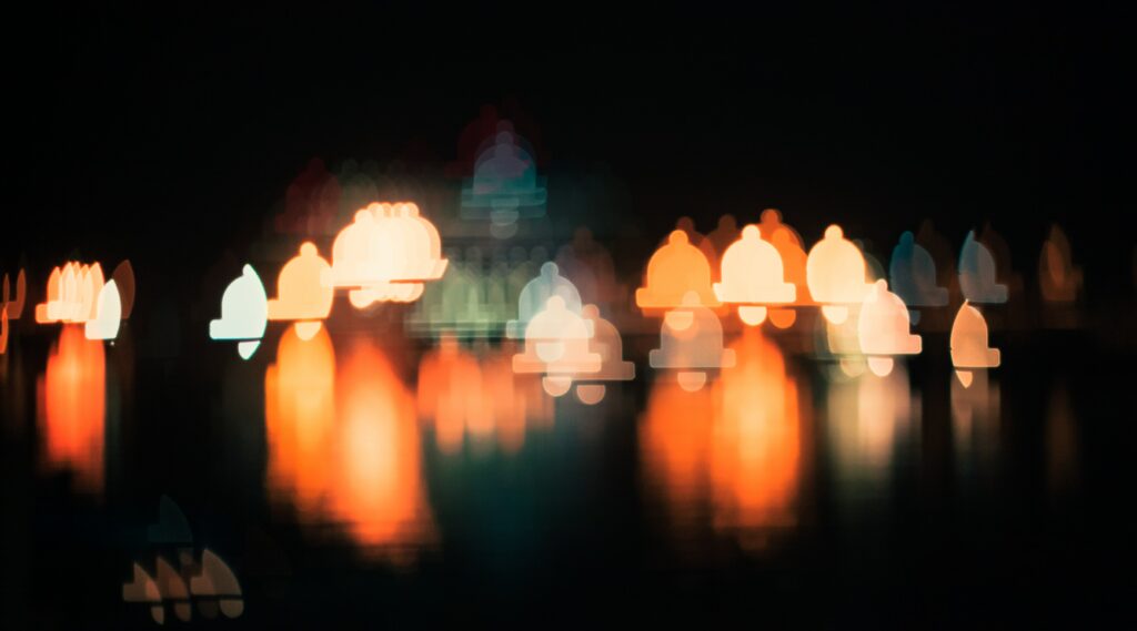Vibrant Abstract Wallpaper with Blurred Bell-Shaped Lights