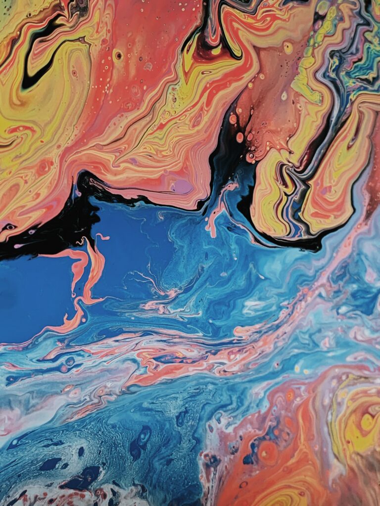 Vibrant Abstract Wallpaper with Liquid Paint Swirls - Colorful Background